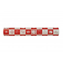 Papel de regalo estampado motivos navideños cuadrados rojo/blanco 62cm