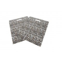 Bolsas de plástico asa troquelada estampado leopardo 50x60cm