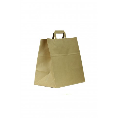 Bolsa de papel con asa plana havana take away34x32x16cm