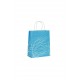 Bolsa de papel con asa rizada azul estampado ramas 22x10x27cm