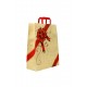 Bolsa de papel con asa plana beige estampado lazo rojo 32x13x41cm