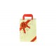 Bolsa de papel con asa plana beige estampado lazo rojo 29x22x10cm