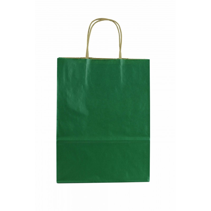 Bolsa de papel con asa rizada color verde