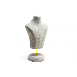 Busto expositor para joyeria en terciopelo gris 15 cm