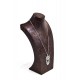 Busto expositor para collares en polipiel veteado marrón 39 cm