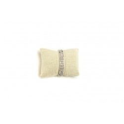 Almohadilla para pulseras en lino beige 9 cm