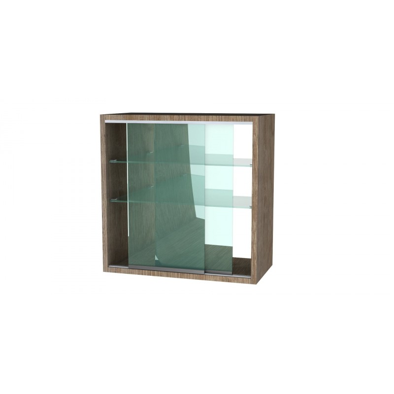 Vitrina de pared de vidrio transparente y metal con 2 puertas de diseño -  Lorella