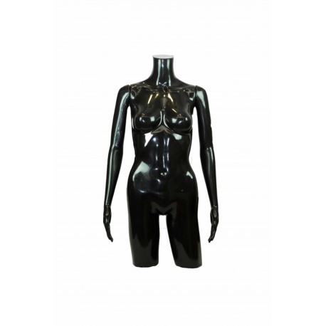 Busto de mujer en plastico negro con brazos