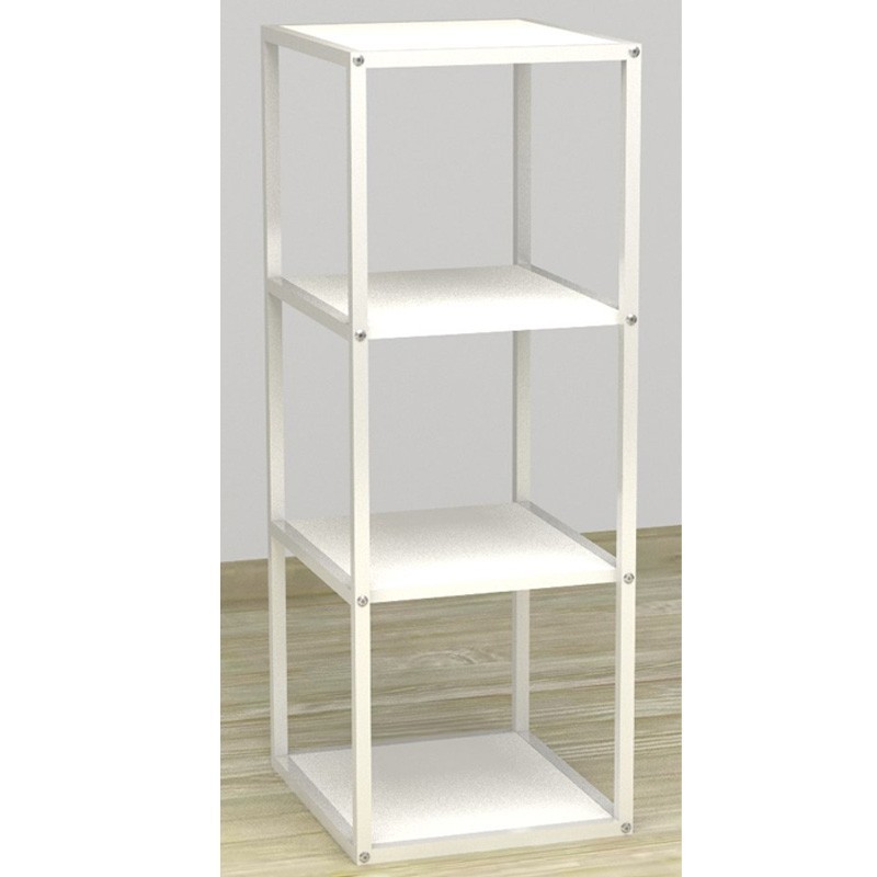 Estantería blanca madera metal 4 estantes 116x60 cm