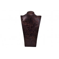 Busto expositor para collares en polipiel veteado marrón 39 cm