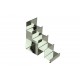 Expositor de acero cromado forma escalera 4 alturas