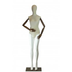 Maniquí de mujer tela y brazos articulados blanco