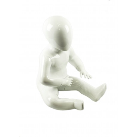 Maniquí infantil sentado blanco brillo sin facciones 1-2 años