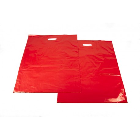 Bolsas de plástico asa troquelada roja 35x45cm