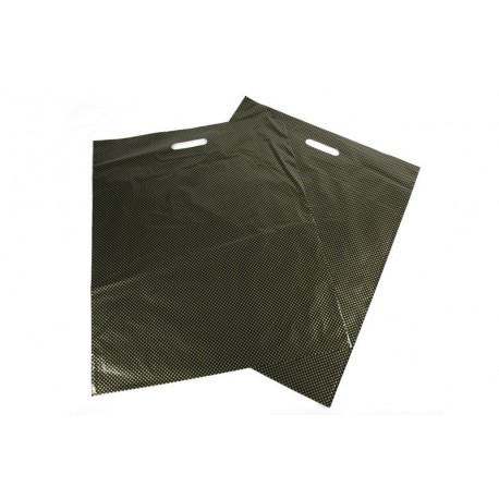 Bolsas de plástico asa troquelada negro puntos dorados 50x60cm