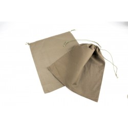 Bolsa de lino marrón cierre cordón 38x4cm