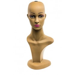 Cabeza de mujer en plástico marrón