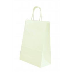 Bolsa de papel celulosa con asa rizada blanco 29x10x22cm